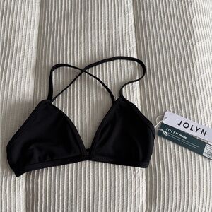 NWT Jolyn Black Cross-Back Bikini Top